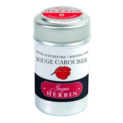 Image of Herbin Writing Ink Cartridges Rouge Caroubier, Pot of 6