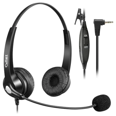 Image of Callez 2.5mm Cordless Phone Headset Mono, Hands Free Telephone With Noise Canceling Mic For DECT Siemens Gigaset C430 C530 Panasonic Cisco Linksys SPA Polycom Call Center Home Office(C300D1)