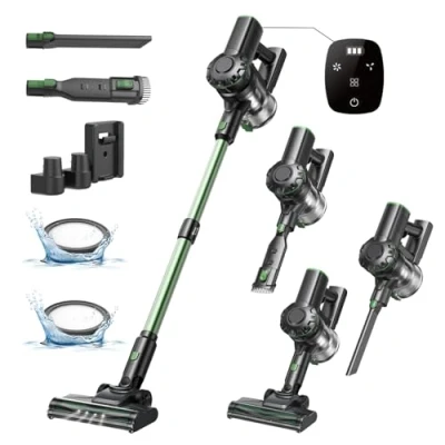 Image of Cordless Vacuum Cleaner with Upgraded Floor Brush, 35000Pa Powerful Stick Touch Display, Self Standing Design, Detachable Battery Handle, Lightweight for Hard Carpet Pet hair