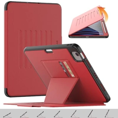 Image of TECHGEAR Enduro Case For Apple iPad Air 10.9&quot; 4th/5th Generation (2022/2020) Pro 11&quot; 4th/3rd Tough Strong Magnetic Flip [Sleep/Wake] Drop Proof Cover [Multi Angle Stand] Pencil &amp; Card Holder