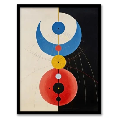 Image of Wee Blue Coo Black Meets White Hilma Af Klint Style Artwork Framed Wall Art Print 18X24 Inch