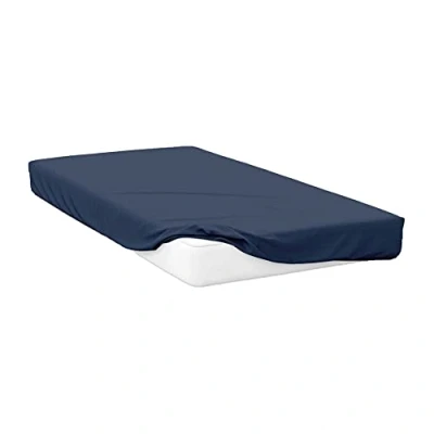 Image of Belledorm 200 Thread Count 100% Egyptian Cotton 12 Inch Deep Fitted Sheet, Navy Blue, Double