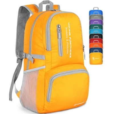 Image of ZOMAKE Lightweight Foldable Backpack, Small Unisex Nylon Daypack, Water Resistant Rucksack for Men Women Hiking Travel (Yellow)