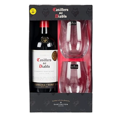 Image of Casillero del Diablo Wine &amp; Dartington Stemless Glasses Gift Set by Blue Tree Gifts
