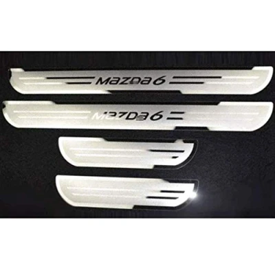 Image of AILZNN Door Sill Guard Scuff Plate For MAZDA 6 2015 2019, Stainless Car Entry Guards Cover Protector Threshold Kick Plates Welcome Pedal Styling Accessories, 4pcs