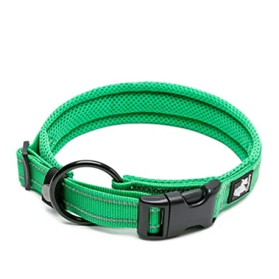 Image of WINHYEPET True Love Dog Collar Reflective Sandwich lining Nylon Webbing Comfortable and Safe Adjustable Buckle convenient used for walking Samll/Medium/Large neck ring TLC5011(Grass Green,2XL)