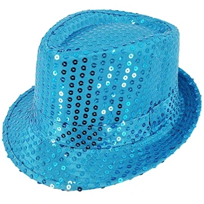 Image of Pohotobooth Props Ltd Very Cool Light Blue Sequin Gangster Hat
