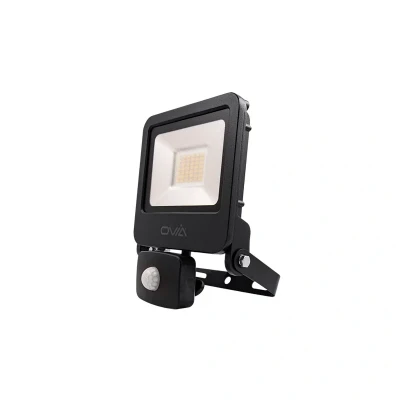 Image of Ovia 30W LED Floodlight With PIR IP44 3000K Black