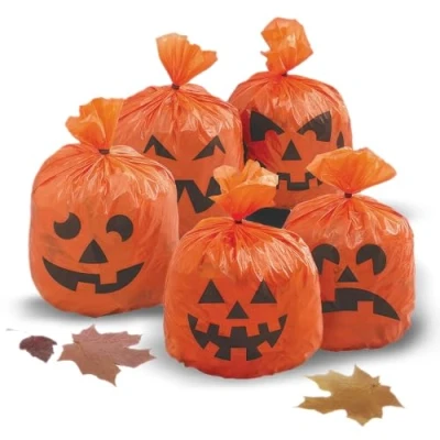 Image of Unique Party 88046 Hanging Halloween Pumpkin Leaf Bags, Pack of 20