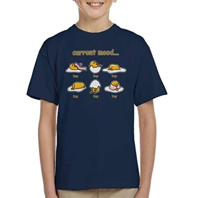 Image of Cloud City 7 Gudetama Current Mood Lazy Kid&#039;s T Shirt Navy Blue