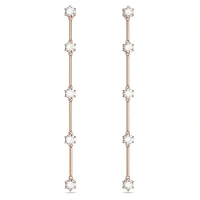 Image of Swarovski Constella Drop Earrings, Clear Crystals in a Rose Gold Tone Setting, from the Collection