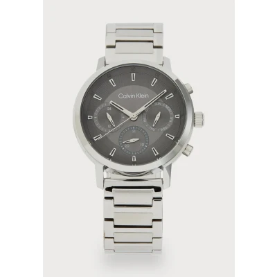 Image of Calvin Klein Gauge Chronograph watch silvercolouredgrey, Men&#039;s, Size: One Size, Silver/colouredgrey