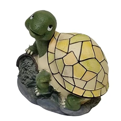 Image of HH Home Hut Solar Tortoise Statue Garden Ornaments Outdoor Decorations, Figurine Decor Powered LED Lights for Patio, Balcony, Yard, Lawn Unique Housewarming Gifts