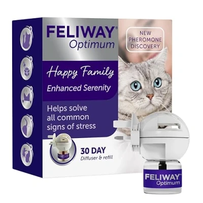 Image of Feliway Optimum 30 Day Starter Kit Plug In Anxiety Relief Pheromone Diffuser For Cats With 48ml Refill Calm Your Cat And Reduce Behavioural Issues Stress