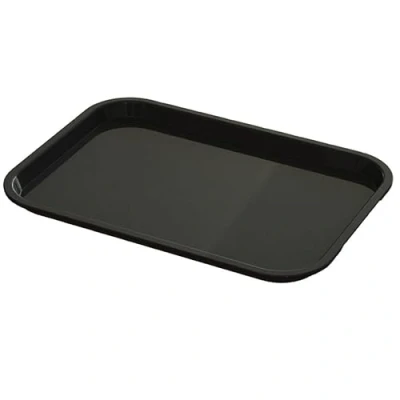 Image of 10 x Plastic Food Display Tray Black ABS Grade, BPA Free Countertop Catering Cafe, Butchers UK Made (L 360 W 270 mm)