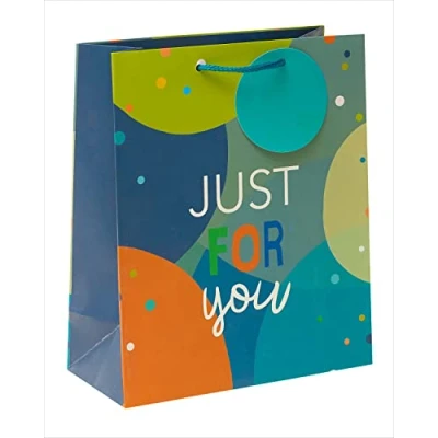 Image of Just for You Blue Themed Medium Gift Bag with Tag Wrapping Essentials 689194
