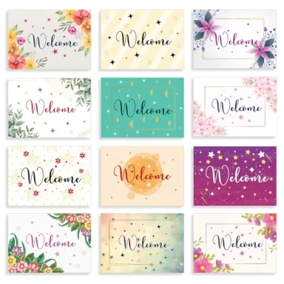 Image of Papa Prints Pack of 24 Welcome Cards (149 x 105 mm) Blank Greeting with Envelopes for Guests birthday new home and wedding
