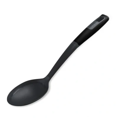 Image of Tasty Everyday Serving Kitchen Spoon with Measurements, Non Stick Cooking Tablespoons Measurements &amp; Soft Grip Handle, Stirring Spoon, Scratch, Size: 34x8x5cm, Colour: Black Grey