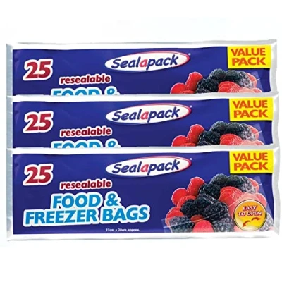 Image of 3 x 25 Pack Sealapack Resealable Snack Bags Great For Kids Lunchboxes Portion Control Easy Open