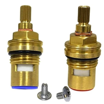 Image of Replacement Brass Ceramic Disc Tap Insert Gland Cartridge Quarter Turn BSP 1/2&quot; x 20 Teeth 53mm