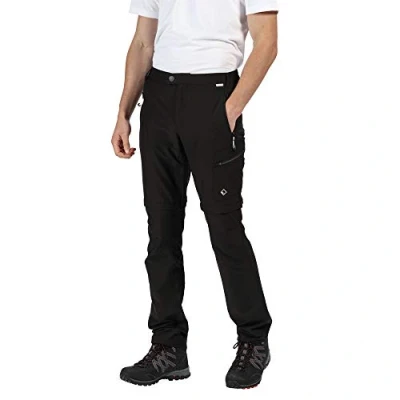 Image of Regatta HIGHTON Stretch Technical Trousers with Zip Off Legs Regular Leg Men Black