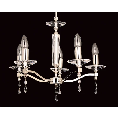 Image of Toulon Optic Glass/strass Nickel 5 Arm Chandelier