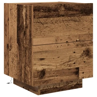 Image of vidaXL vintage rustic wood bedside table/nightstand weathered finish, brown with 2 drawers for efficient bedroom storage no assembly required