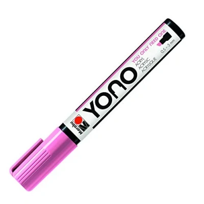 Image of Marabu 12400102033 YONO Marker, Pink 033, Versatile Acrylic Pen with Japanese Chisel Tip, Water based, Lightfast and Waterproof, for almost all surfaces, 0.5 5 mm