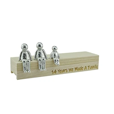 Image of 14th Anniversary Idea 14 Years We Made A Family Metal Ornament Choose Your Combination Box &amp; Woodgrain May Vary(1 child)
