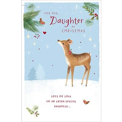 Image of Christmas Card (UKG 547647) Daughter at Deer in The Snow