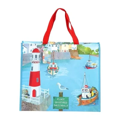 Image of Puckator Jan Pashley Seaside Reusable Shopping Bag Shoulder Bags Handbags for Women Canvas Tote Hand Large Ladies Aesthetic Stuff Big Foldaway