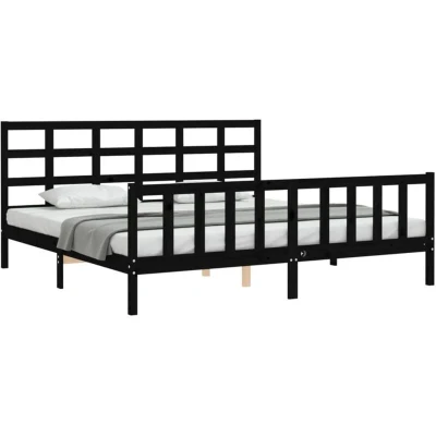 Image of vidaXL Bed Frame without Mattress Black 200x200 cm Solid Wood Pine