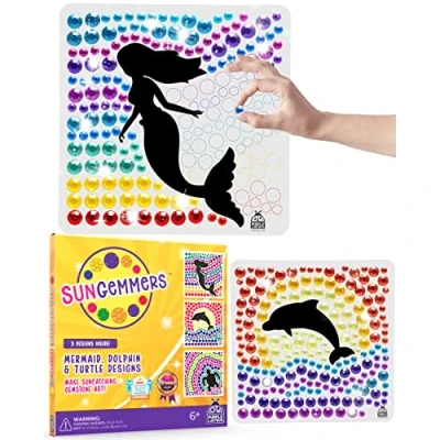Image of SUNGEMMERS Mermaid, Dolphin, &amp; Turtle Suncatcher Craft Kits for Kids Great 7 Year Old Girl Gifts, Best Gifts 8 Girls, Arts and Crafts Age 6 9 10 Stocking Fillers