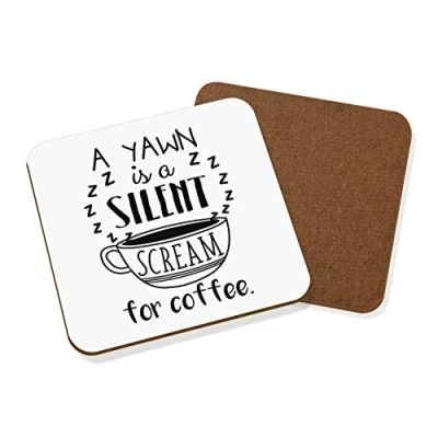 Image of A Yawn is Silent Scream for Coffee Coaster Drinks Mat
