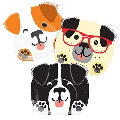 Image of Creative Converting Cute Dogs Shaped Paper Dinner Plates 8 Pcs,Multicolor,0.5x8.75x7.7inc.