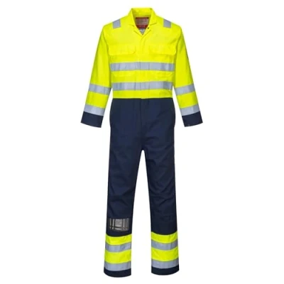 Image of Portwest BIZ7 Hi Vis Anti Static Bizflame Pro Coverall Yellow/Navy, X Large