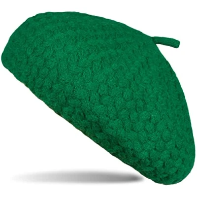 Image of styleBREAKER Ladies fine Knit Beret with Braided Pattern, Winter, Beret, béret, French Cap 04024201, Colour:Green