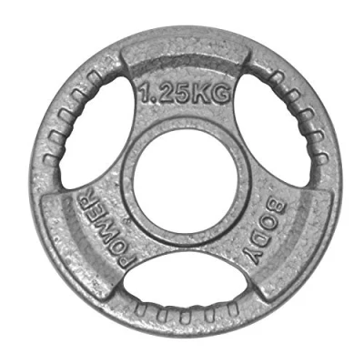 Image of BODYPOWER 1.25Kg Tri Grip Cast Iron Olympic Weight Plates (x2)