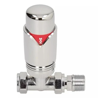 Image of Gold Premium 15mm Straight Full Chrome TRV Thermostatic Radiator Valve