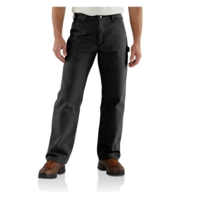 Image of Carhartt Men&#039;s Washed Duck Dungaree Flannel Lined Work Pant Black 34W x 32L
