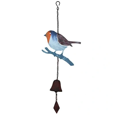 Image of Robin Wind Chime Bird Bell Hanging Garden Yard Ornament Decoration Metal