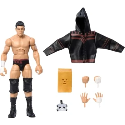 Image of Mattel WWE Elite Action Figure &amp; Accessories, Greatest Hits 2025, 6 inch Collectible Cody Rhodes “The American Nightmare with 25 Articulation Points Swappable Hands, JCH82