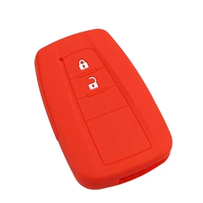 Image of Happyit Silicone Car Key Case Cover for Toyota CHR C HR Camry Prius Prado 2 Button Keyless Smart (Red)