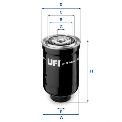 Image of 1455829, 5025104, 5091986, 9M349150BA Fuel Filter UFI 24.374.00 Insert TOYOTA: HILUX 3 Pick up, Land Cruiser Amazon, Corolla IX Hatchback