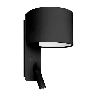 Image of Fold Wall Light Black with Shade 1x E27 Reading 3W