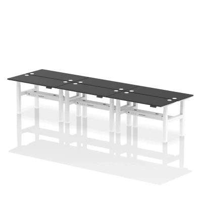Image of Air B2B 1400x600mm Height Adjustable 6P Bench Desk CP Black/White