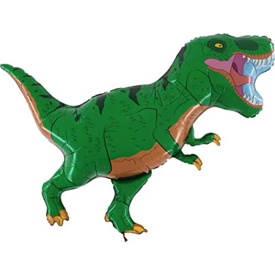 Image of Toyland® 99cm (39&quot;) Green T Rex Dinosaur Shaped Foil Balloon Party Decorations