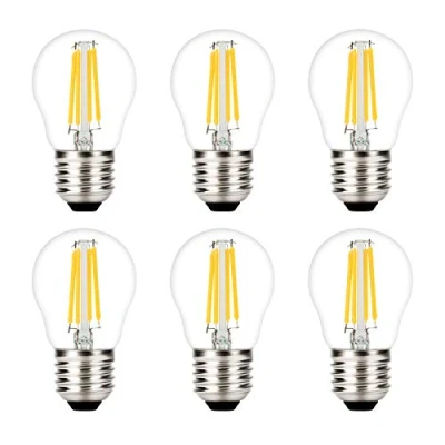 Image of ZFQ 4W G45 E27 LED Filament Golfball Bulb, Warm White 2700K Edison Screw 40W Incandescent Equivalent, Vintage Glass Mini Globe Non dimmable, 6 Pack