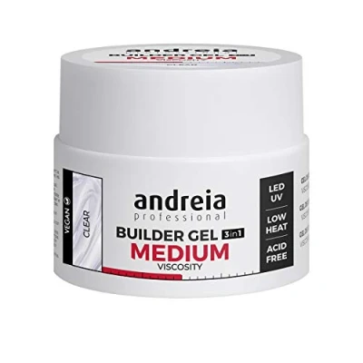 Image of Andreia Professional Nail Gel Builder Medium Viscosity Construction Best as Base and Top Coat Polish LED &amp; UV Art Kit Clear 44g