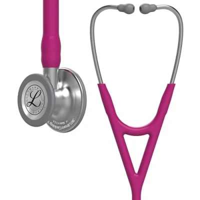 Image of 3M Littmann Cardiology IV Diagnostic Stethoscope, Standard Finish Chestpiece, Raspberry Tube, Stainless Stem and Headset, 69 cm, 6158